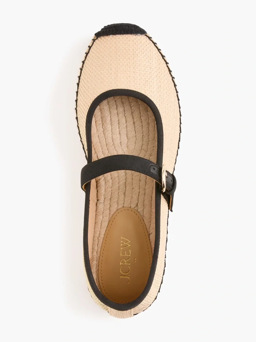 Natural Beige and Black Mary Jane Espadrilles